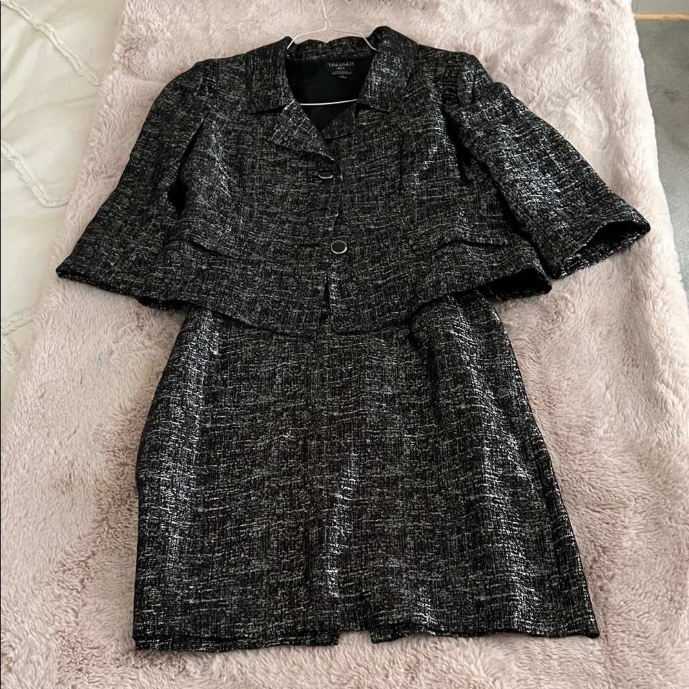 Tahari ASL Black and White Tweed Suit